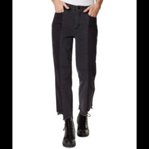 MSRP $70 Frayed Denim High Rise Straight Leg Jeans Charcoal Size 27